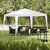 10 x 10 feet outdoor wedding canopy tent set up in a backyard, providing shade for seating and dining areas during.