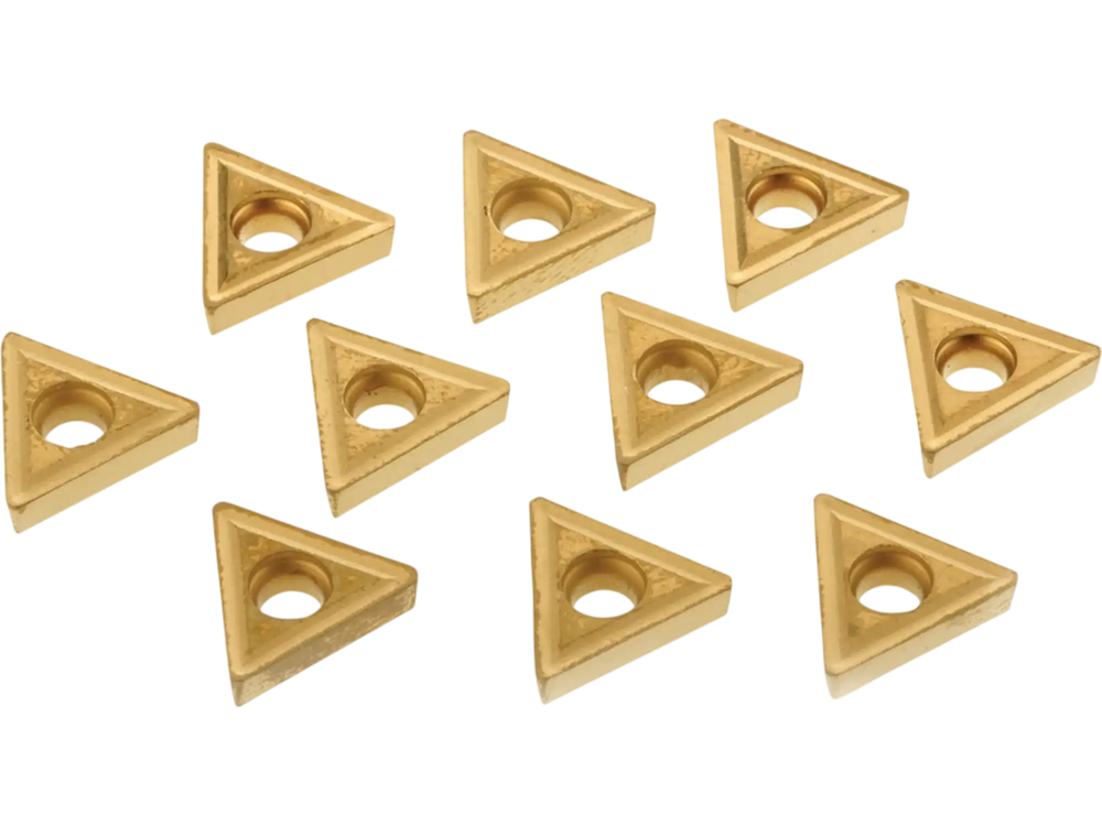 Grizzly T21588 - 60 TiN Coated Carbide Inserts w/ Chip Breaker - TCMT-21.51, 10 Pack