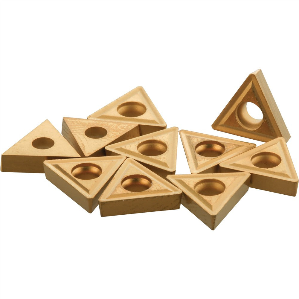 Grizzly T21588 - 60 TiN Coated Carbide Inserts w/ Chip Breaker - TCMT-21.51, 10 Pack