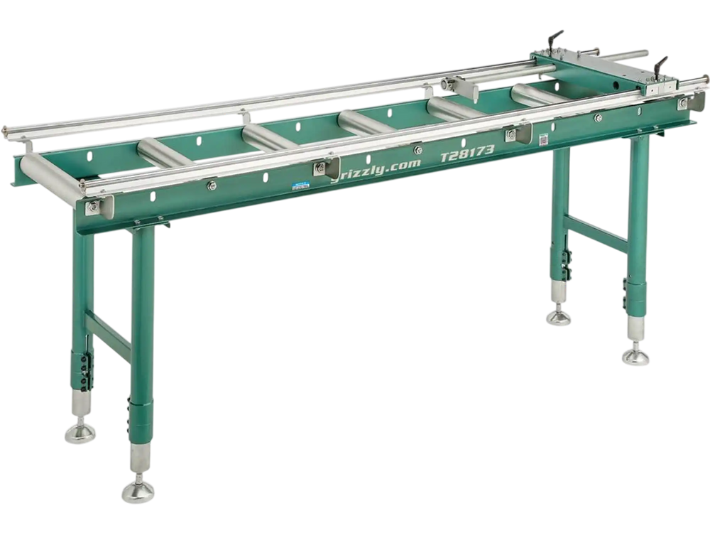 Grizzly T28173 - 14" x 78" Heavy-Duty Roller Table with Work Stop