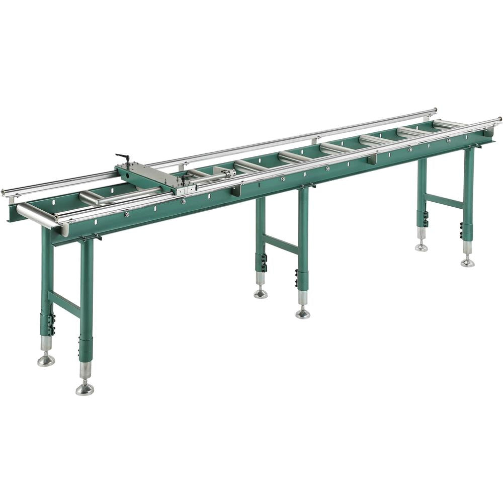 Grizzly T28174 - 14" x 118" Heavy-Duty Roller Table with Work Stop