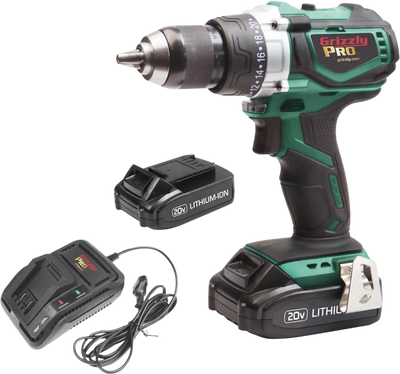 Grizzly T30290X2 Hammer Drill Kit PRO 20V with 2 Li-Ion Batteries & Charger New