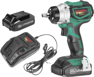 Grizzly T30292X2 Impact Driver PRO 20V Impact Wrench Kit with 2 Li-Ion Batteries & Charger New