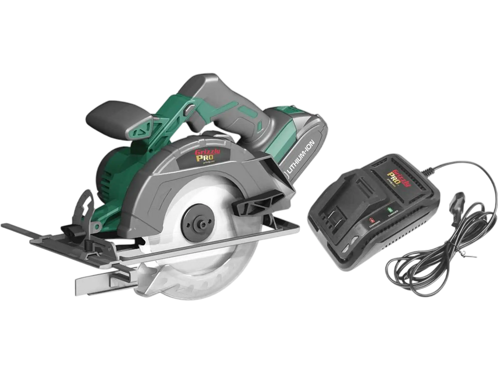 Grizzly PRO T30293X1 - 20V 6-1/2" Circular Saw Kit with Li-Ion Battery & Charger