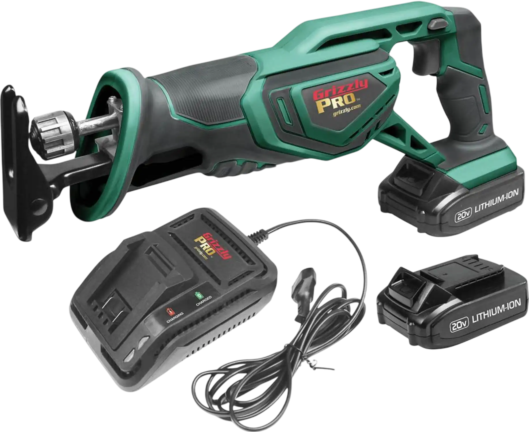 Grizzly T30294X2 Reciprocating Saw PRO 20V Kit with 2 Li-Ion Batteries & Charger New