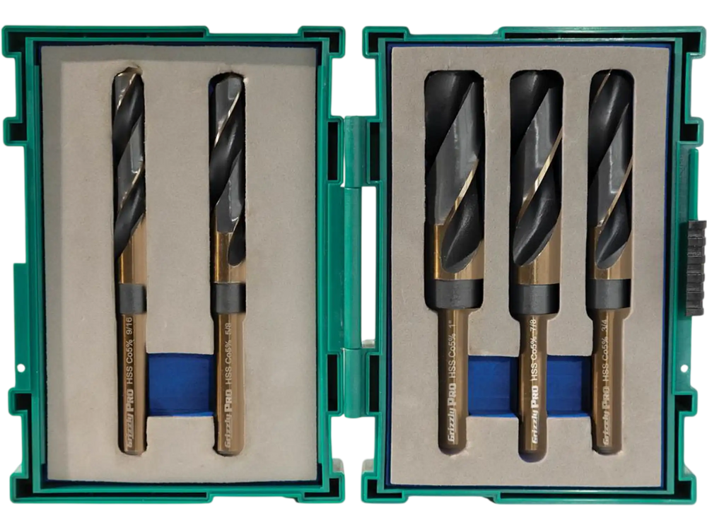 Grizzly PRO T31987 - 5 Pc. M35 Cobalt Silver & Deming Drill Bit Set