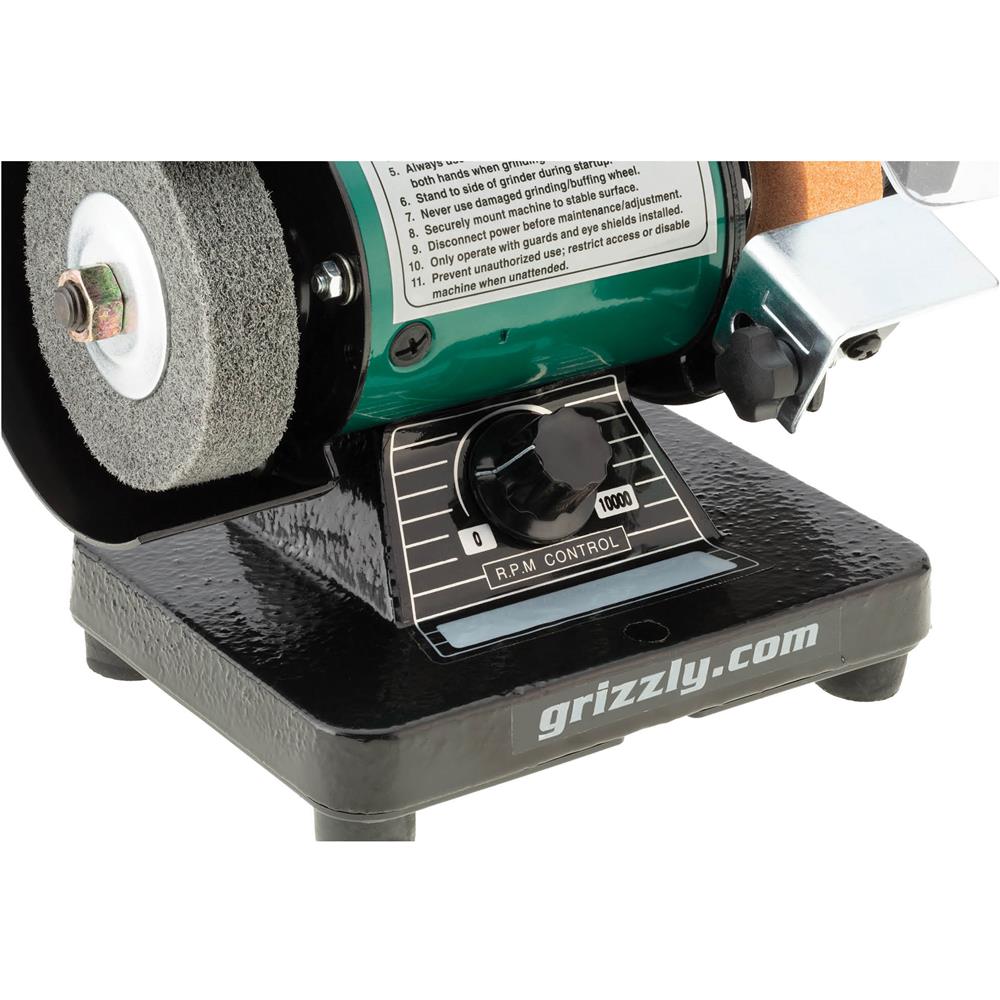 Grizzly T32002 - 3" Variable-Speed Mini Benchtop Grinder/Buffer with Rotary Shaft
