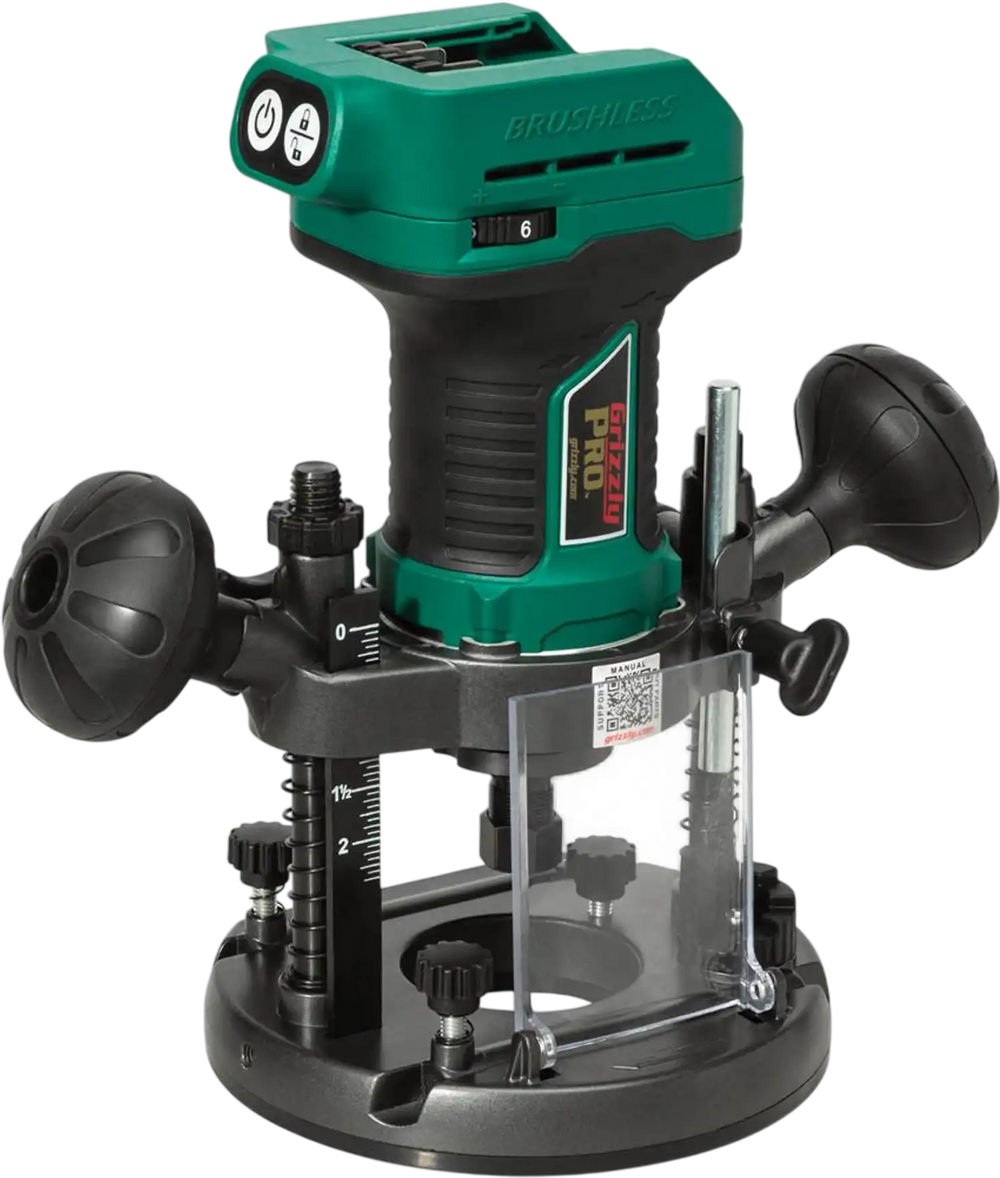 Grizzly PRO T33304 - 20V 1/4" Plunge Router - Tool Only