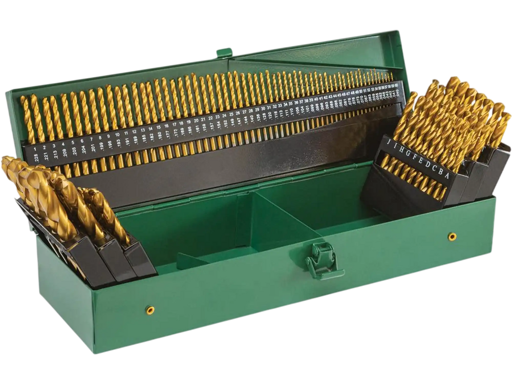 Grizzly PRO T33684 - M2 HSS TiN-Coated Drill Bit Set, 115-Pc.