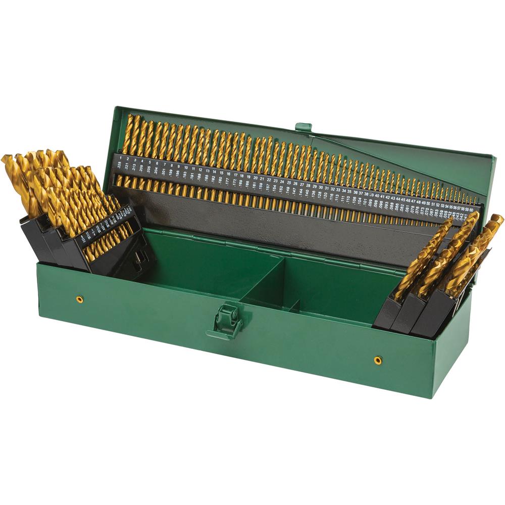 Grizzly PRO T33684 - M2 HSS TiN-Coated Drill Bit Set, 115-Pc.