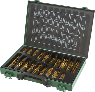 Grizzly T33687 Drill Bit Set PRO M2 HSS Bulk TiN-Coated 170-Pc New