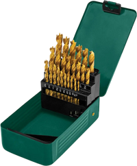 Grizzly PRO T33691 - M2 HSS TiN-Coated Brad Point Bit Set, 25 Pc.