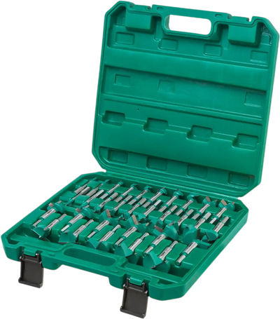 Grizzly T33697 Forstner Bits PRO 31 Pc Tungsten Carbide Hex Shank Bit Set 1/4