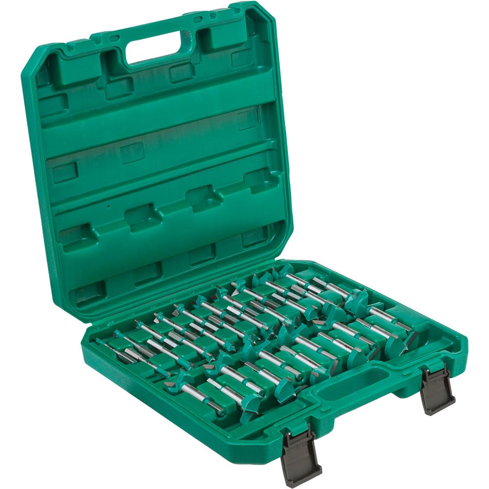 Grizzly PRO T33697 - 31 Pc. Tungsten Carbide Hex Shank Forstner Bit Set, 1/4" - 2-1/8"