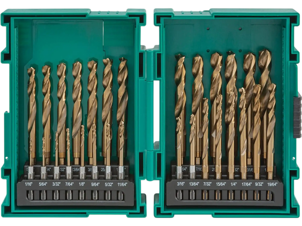 Grizzly PRO T33843 - M35 HSS Cobalt Quick-Release Hex Shank Drill Bit Set, 29 Pc.
