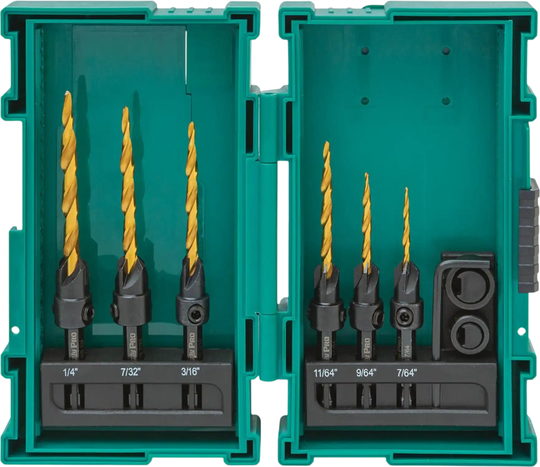 Grizzly T33845 Countersink Bit Set PRO HSS TiN-Coated Quick-Release Hex Shank Wood 8 Pc New