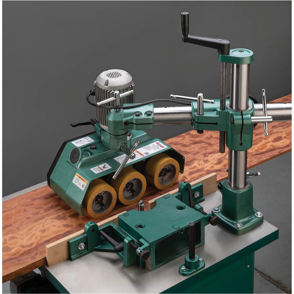 Grizzly T33924 - 1 HP Variable-Speed 3-Roller Power Feeder, Single-Phase