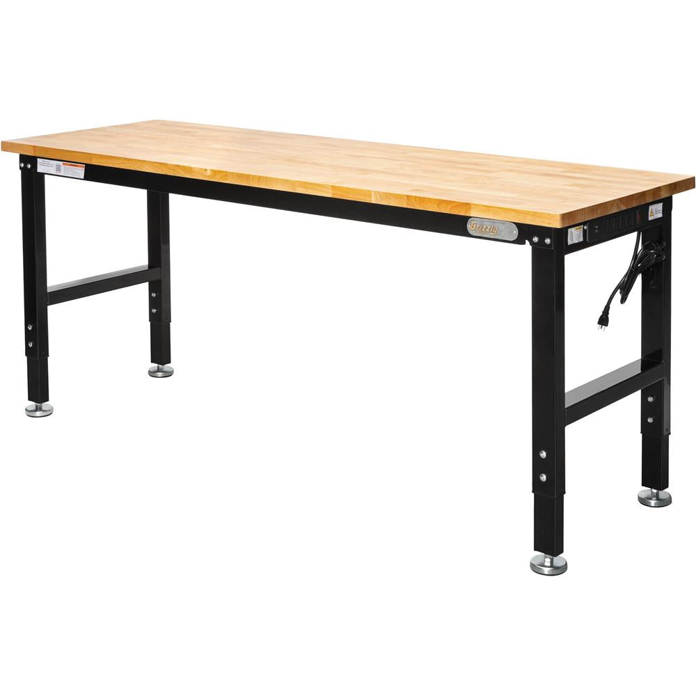 Grizzly T34011 - 6' Adjustable Heavy-Duty Workbench with Outlets
