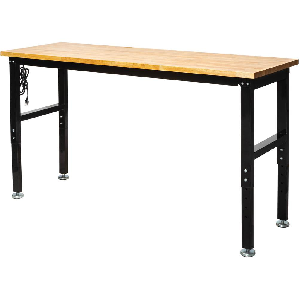 Grizzly T34011 - 6' Adjustable Heavy-Duty Workbench with Outlets