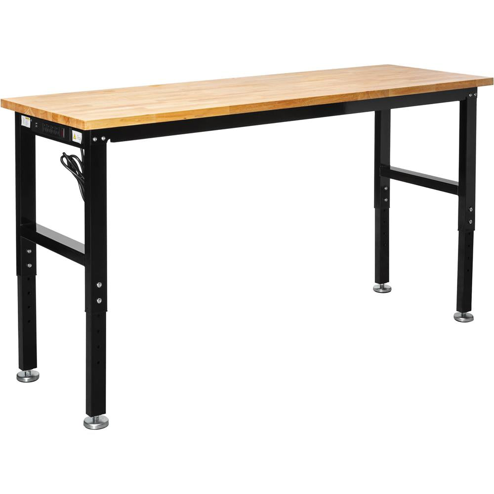 Grizzly T34011 - 6' Adjustable Heavy-Duty Workbench with Outlets