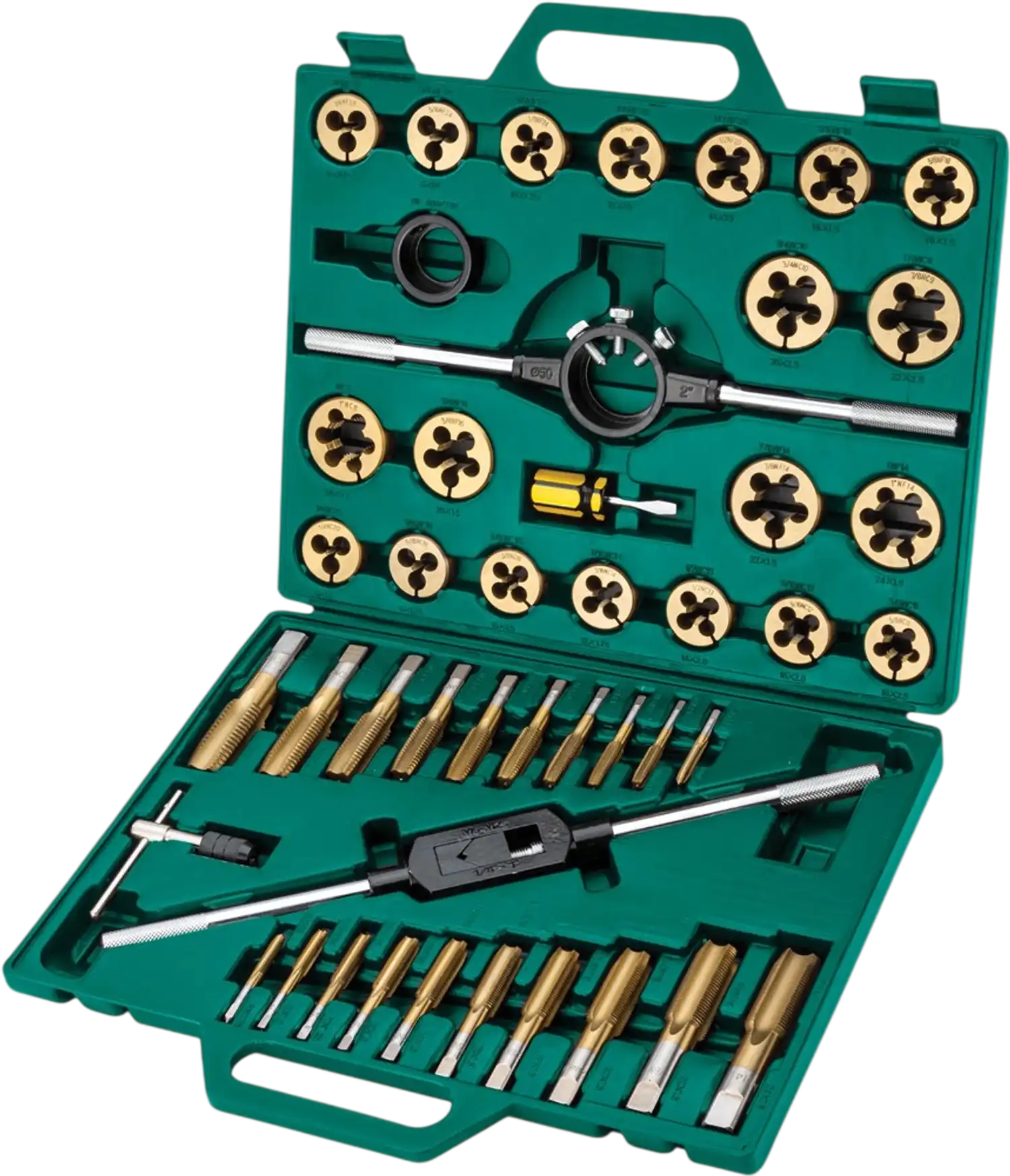 Grizzly T34074 Tap & Die Set 45-Pc SAE TiN Coated New