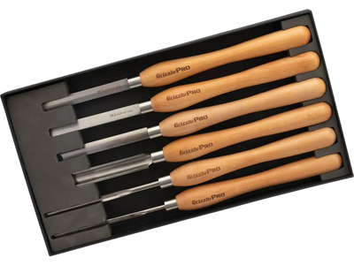 Grizzly T34154 Chisels & Gouges PRO 6-Pc M2 Cryo Lathe Tool Set Detail Precision New