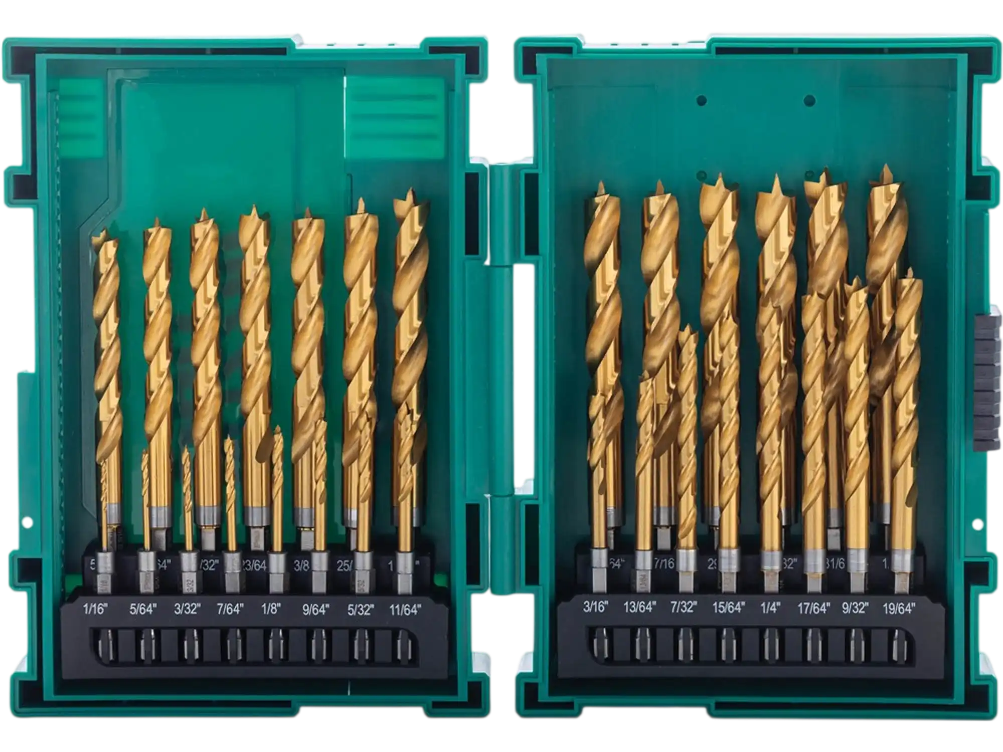 Grizzly T34202 Brad Point Bits PRO 29-PC M2 HSS TiN-Coated Quick Release Hex Shank Bit Set New