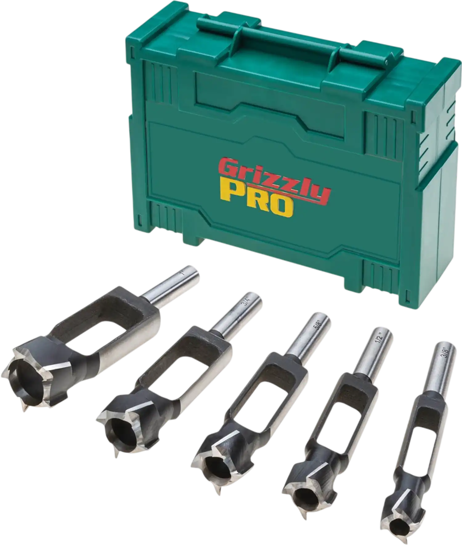 Grizzly T34241 Plug & Tenon Cutters PRO 5-Pc Set Tenon Plug Cutter 3/8