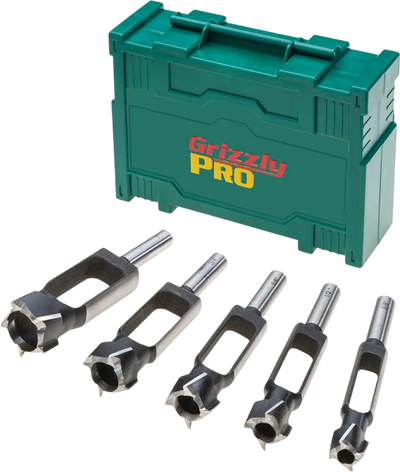 Grizzly T34241 Plug & Tenon Cutters PRO 5-Pc Set Tenon Plug Cutter 3/8