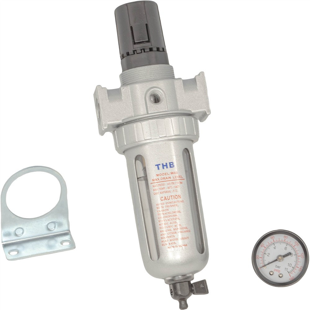 Grizzly T34263 - 1/2" Filter/Regulator with Gauge 150 PSI