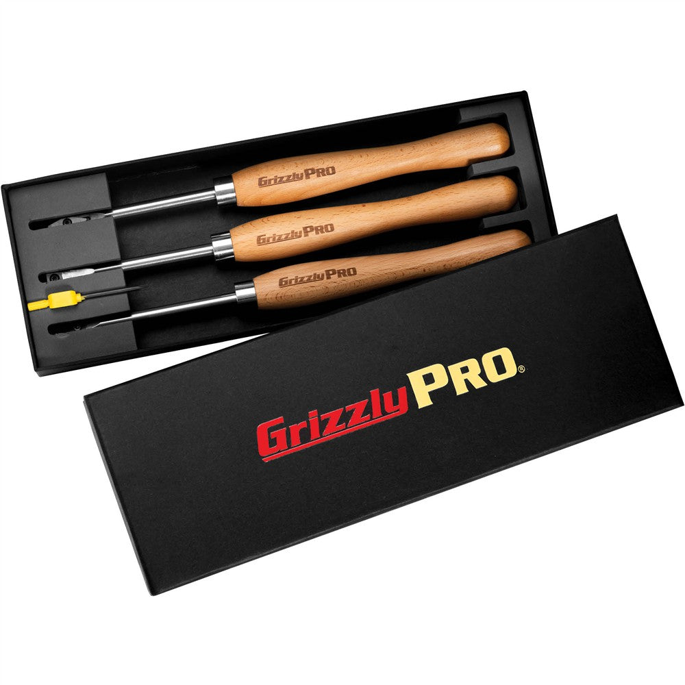 Grizzly PRO T34363 - Pen Turning Tool Set with Carbide Insert, 3-Pc.