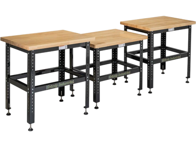 Grizzly T34445 Stand 3-Pc Miter Saw Workstation Butcher Block Top New