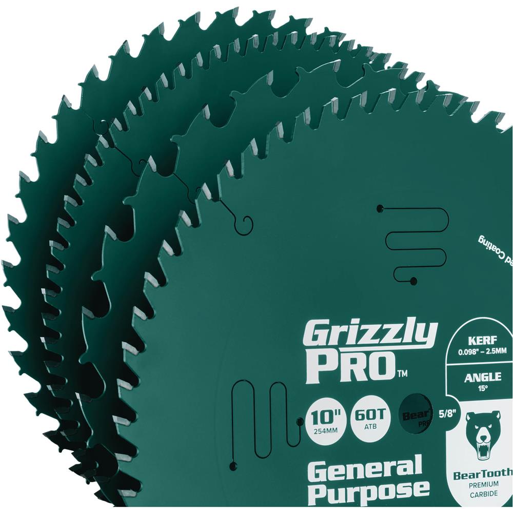 Grizzly PRO T34545 - 10" x 5/8" 60T ATB Combination Saw Blade