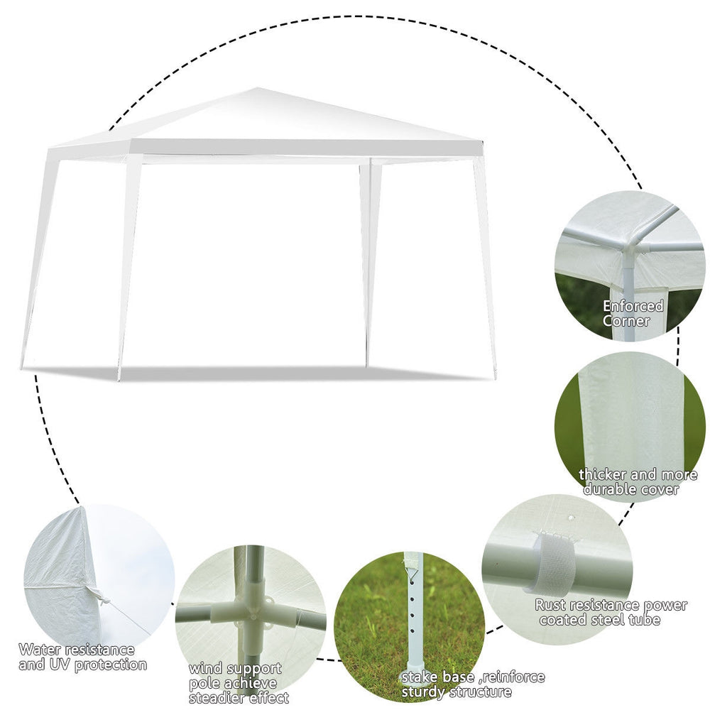 10 x 10 feet outdoor wedding canopy tent with waterproof cover and rust-resistant steel frame, ideal for backyard.