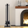 5-piece fireplace tool set in black, featuring a shovel, brush, poker, tong, and base for easy fire maintenance.