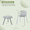 Round coffee table and two gray chairs from the All Weather PP Patio Conversation Set, perfect for indoor and outdoor.