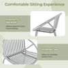 Ergonomic backrest and widened seat of gray patio chair for comfortable outdoor seating and stress relief.