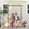 Wooden bench with garden arbor, made of natural fir wood, perfect for backyard decoration and supporting climbing.