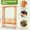 6.5 FT tall patio garden arbor with a 2-seat bench made of natural fir wood, perfect for garden decoration and climbing.