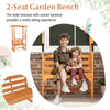2-seat garden bench made of natural fir wood with a curved backrest, perfect for outdoor relaxation and decoration.