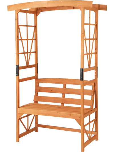 Costway 6.2' Patio Garden Arbor Pergola 2-Seat Bench 85924763 New