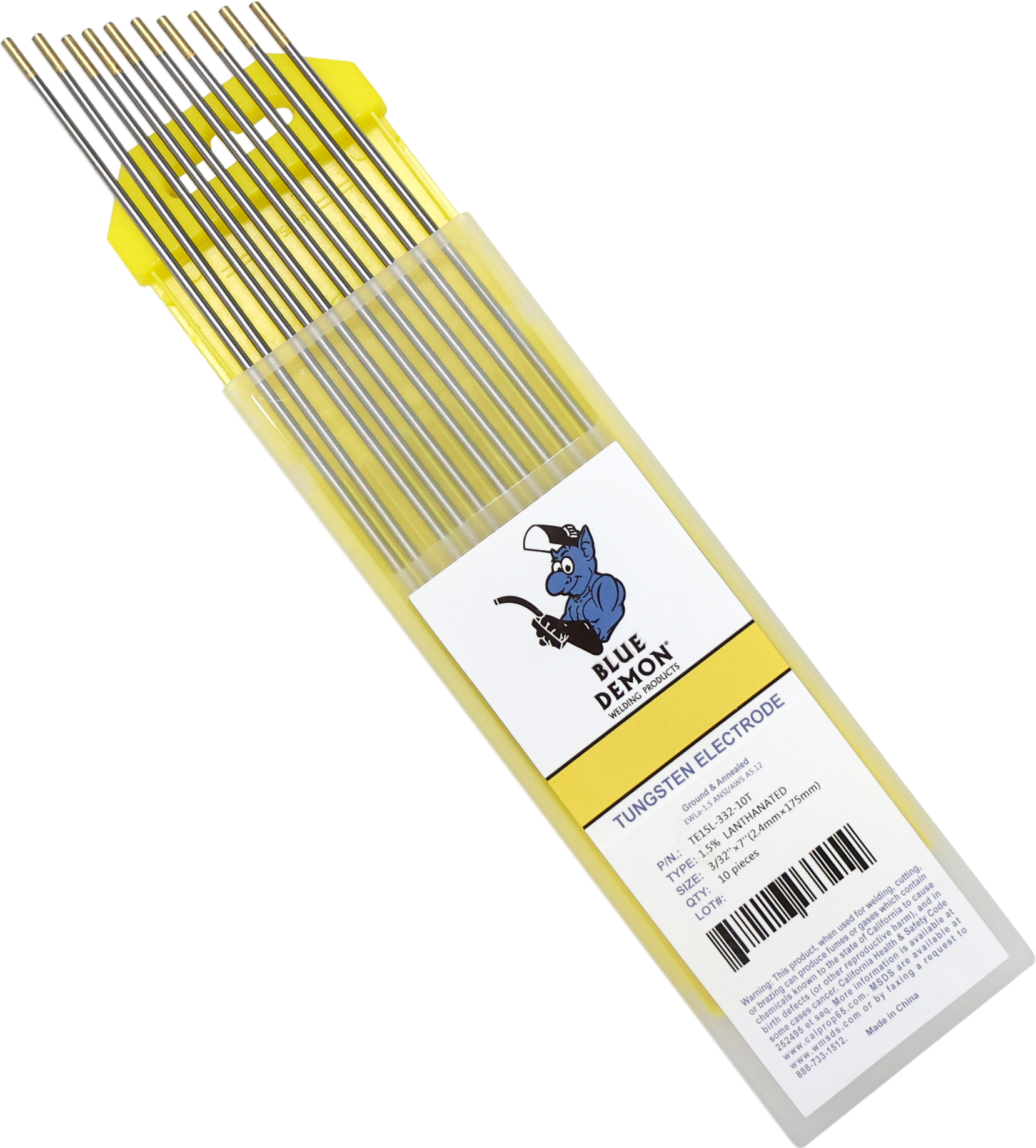 Blue Demon Tungsten Electrode 1.5% Lanthanated 3/32