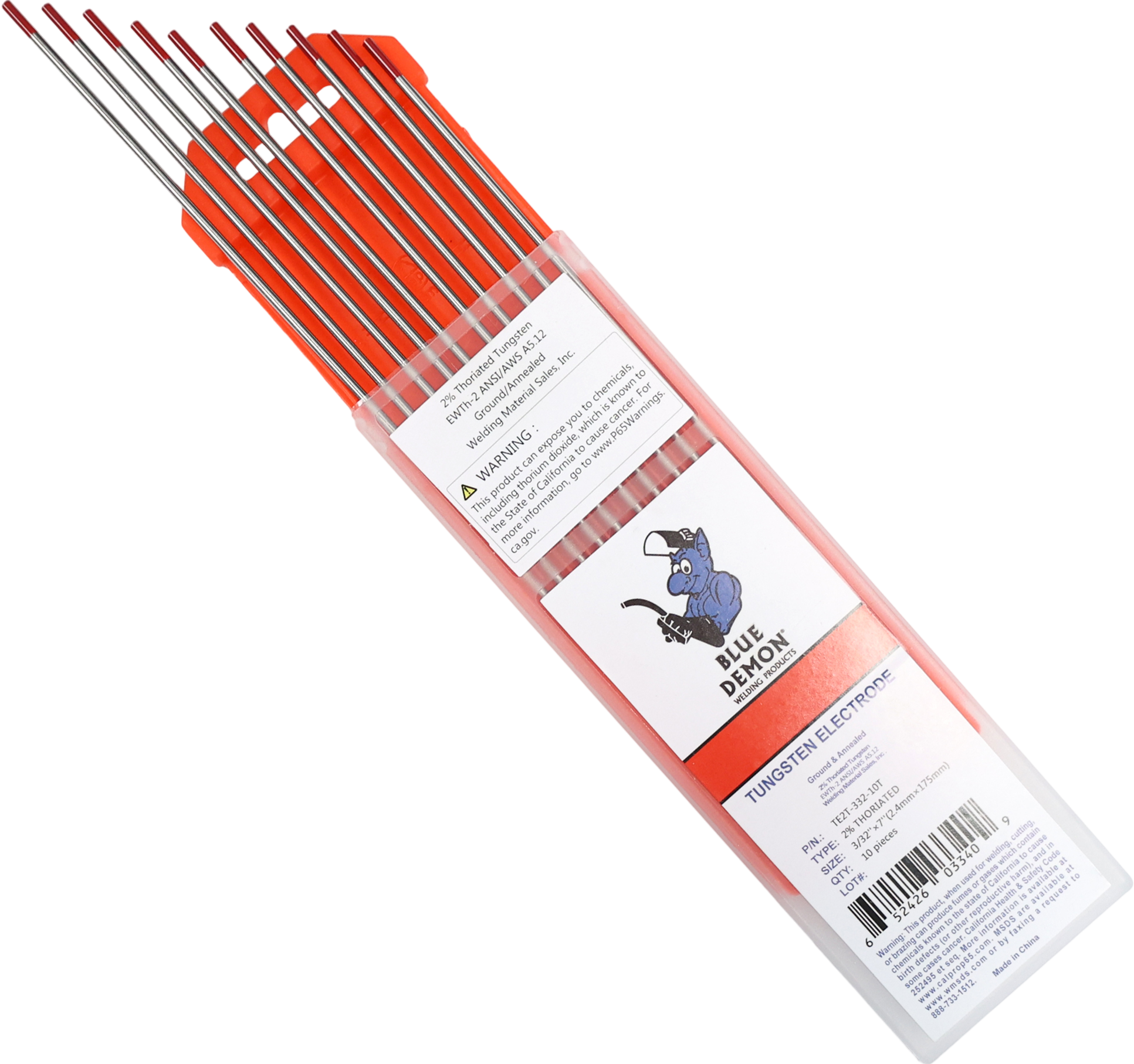 Blue Demon EWTh-2 Tungsten Electrode 2% Thoriated 3/32
