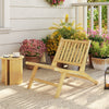 Teak wood outdoor reclining chair with a comfortable backrest, perfect for patios and backyards.