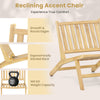 Teak wood outdoor reclining chair with ergonomic backrest, smooth finish, and 352 lbs capacity for comfortable seating.