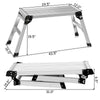Aluminum folding step ladder with locking legs and skid-resistant feet, ideal for heavy-duty tasks and space-saving.