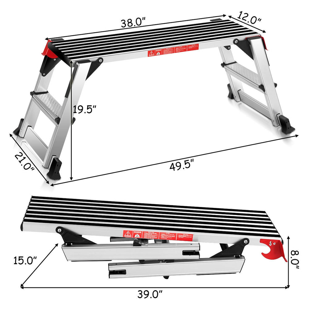 Aluminum folding step stool ladder with non-slip surface, 330 lbs capacity, ideal for home and office tasks.