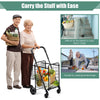 Folding shopping cart with spacious dual baskets, designed for effortless mobility and convenient grocery transport.