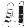 4-step folding ladder with anti-slip pedal platform, sturdy iron construction, ideal for home and office use.