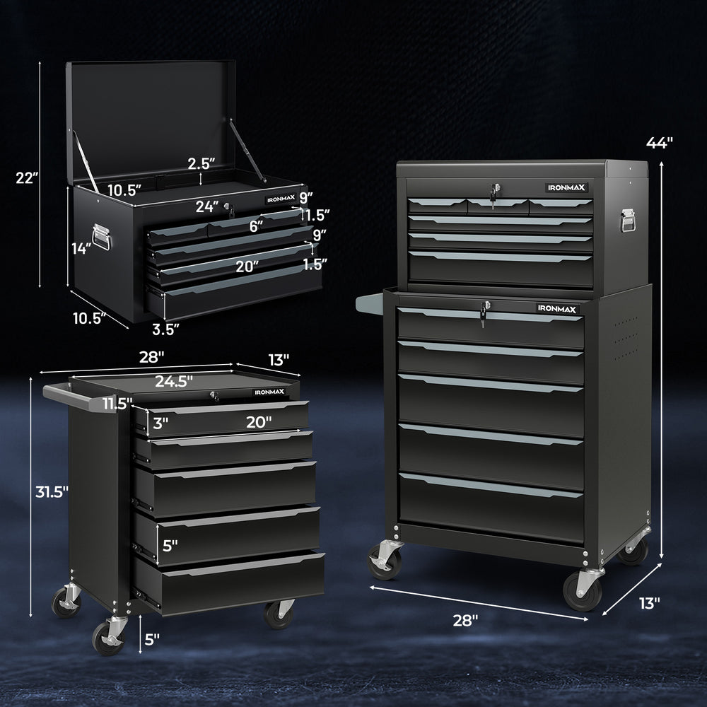 Rolling Steel Tool Chest with Hanging Holes and Central Keyed Locking System for Garage & Repair Shop - Gallery View 5 of 13
